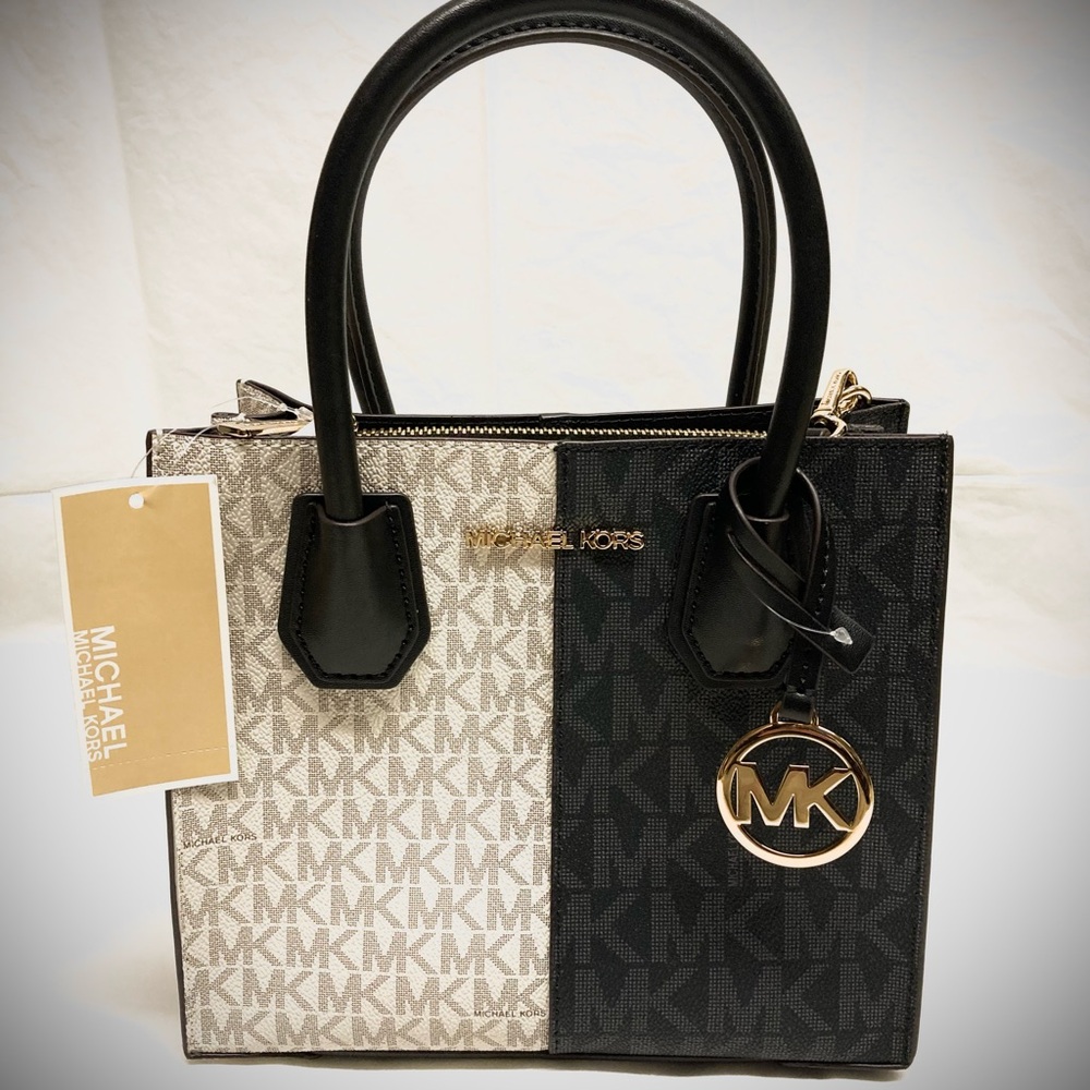 NWT Michael Kors Mercer Two Tone Signature Crossbody